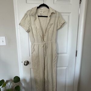 Jessica Simpson Cream Button-Up Jumpsuit